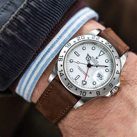 rolex explorer 2 leather band|rolex explorer khaki strap.